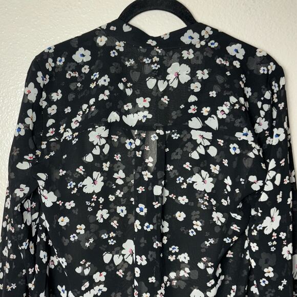 Cabi Delight Blouse Sheer Long sleeve Button Up Women's Small #6079 Black/White - Picture 11 of 16